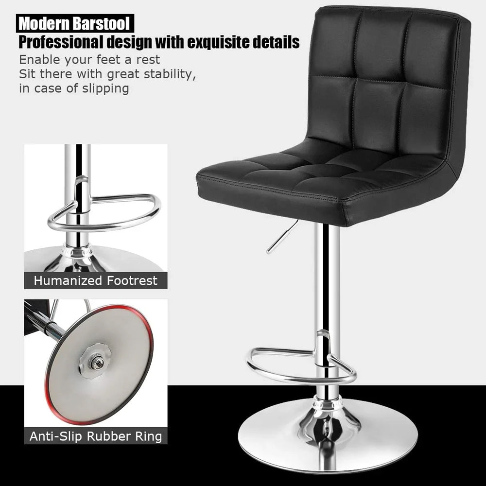 Adjustable Bar Stools  Black (Set of 2)