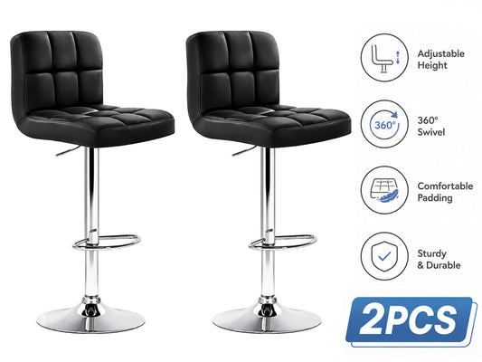 Adjustable Bar Stools  Black (Set of 2)
