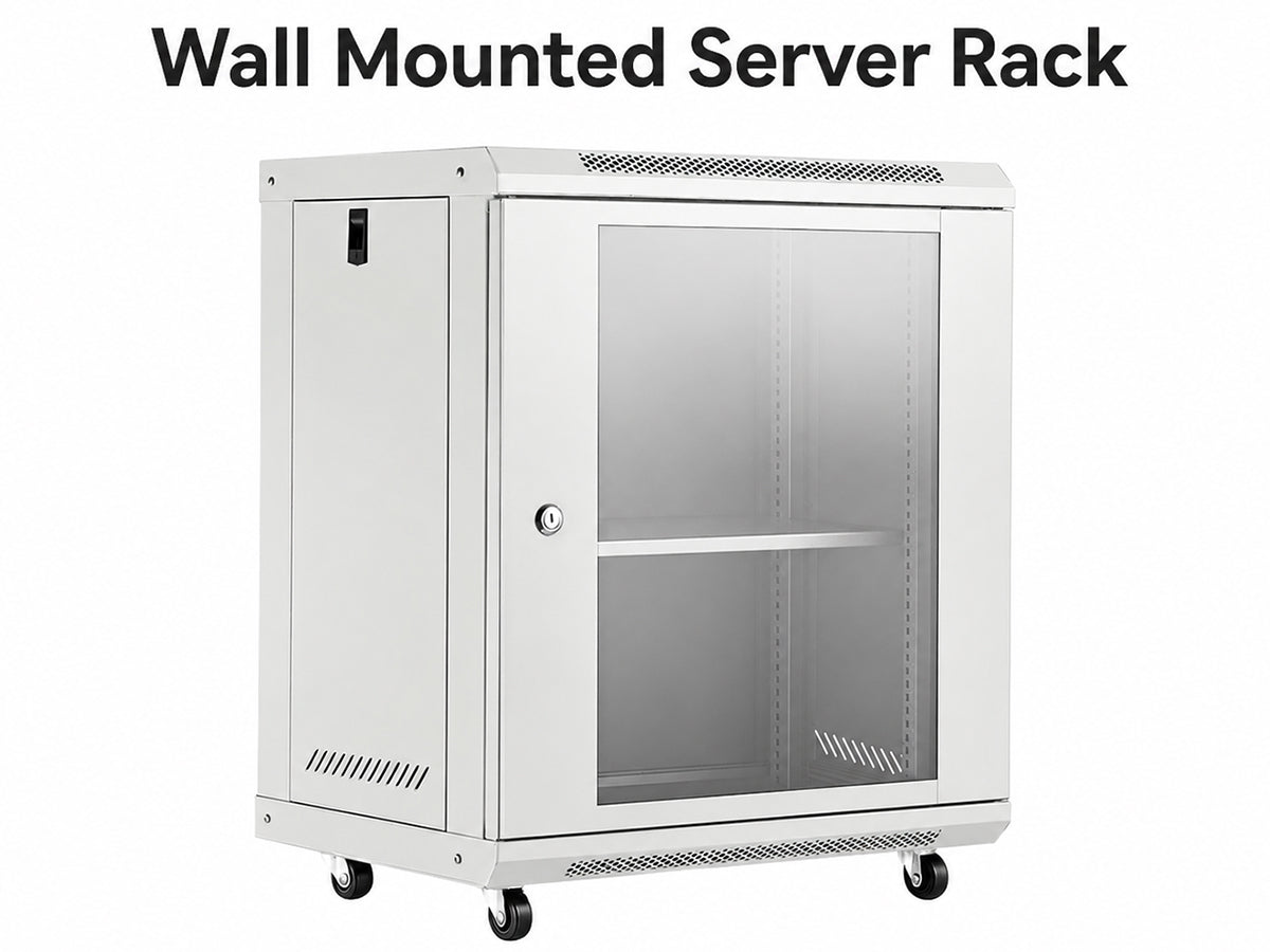 12U Network Server Cabinet Wall Mount Data Rack Enclosure 19 Inch Deep with Locking Glass Door