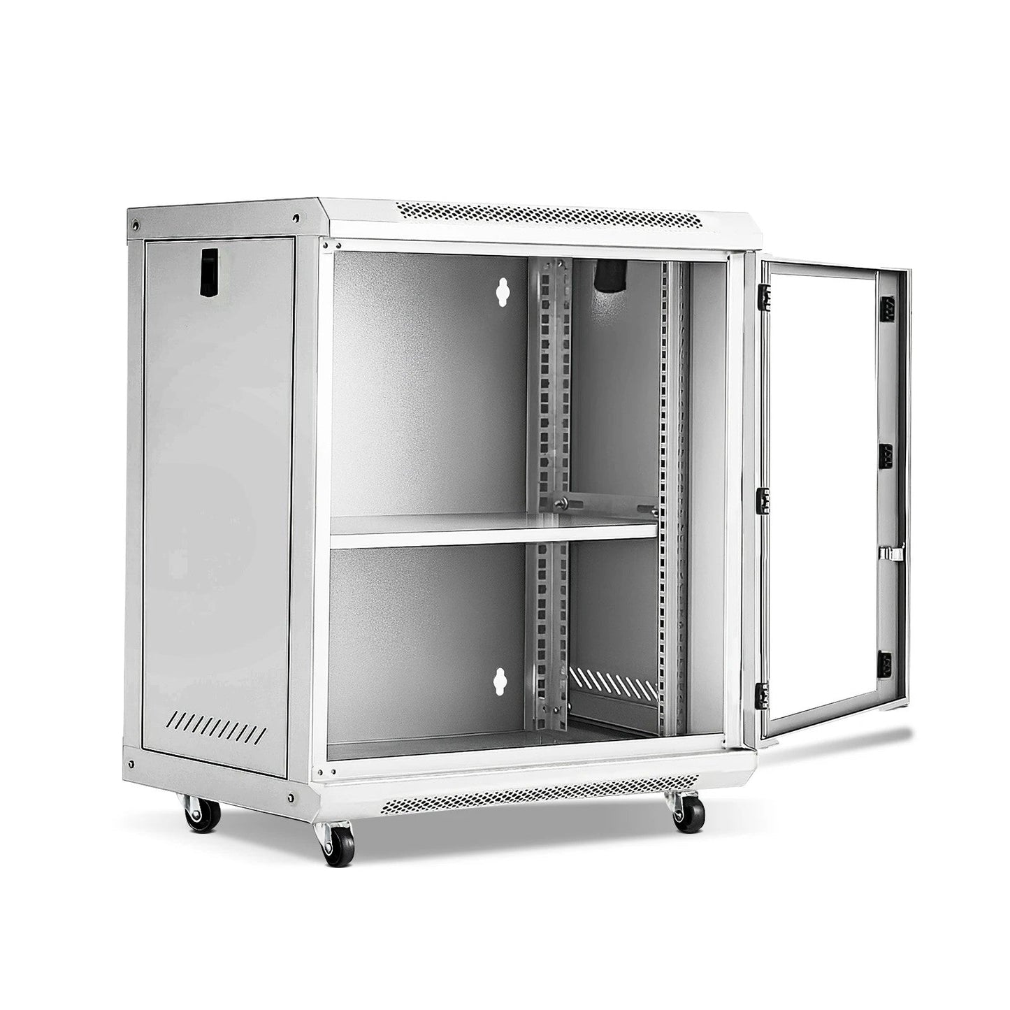 12U Network Server Cabinet Wall Mount Data Rack Enclosure 19 Inch Deep with Locking Glass Door