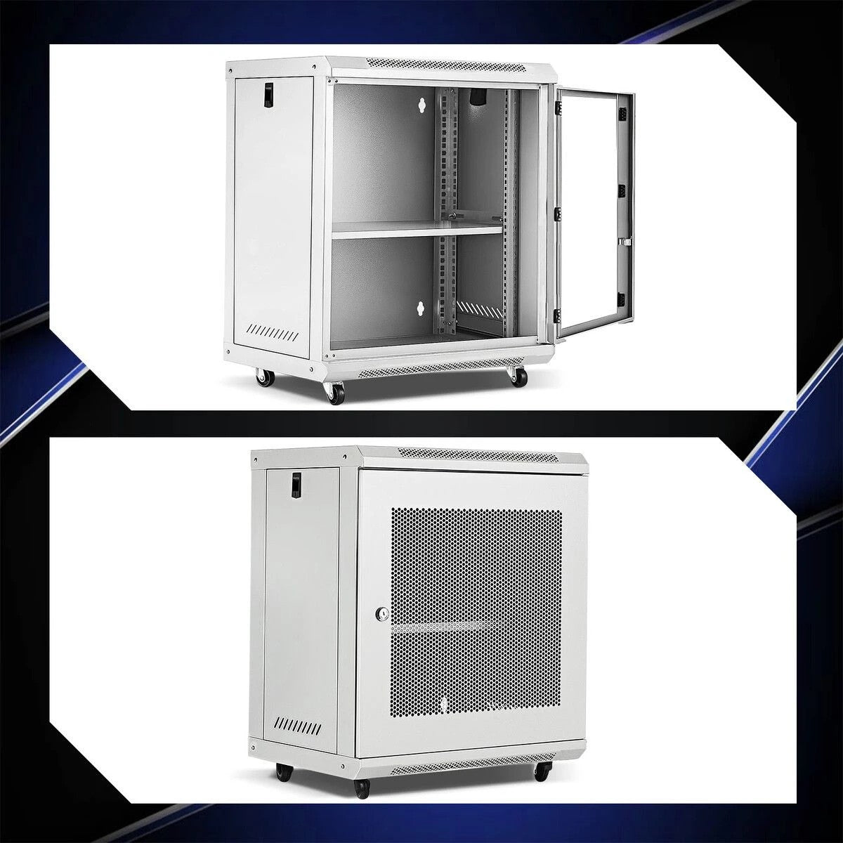 12U Network Server Cabinet Wall Mount Data Rack Enclosure 19 Inch Deep with Locking Glass Door