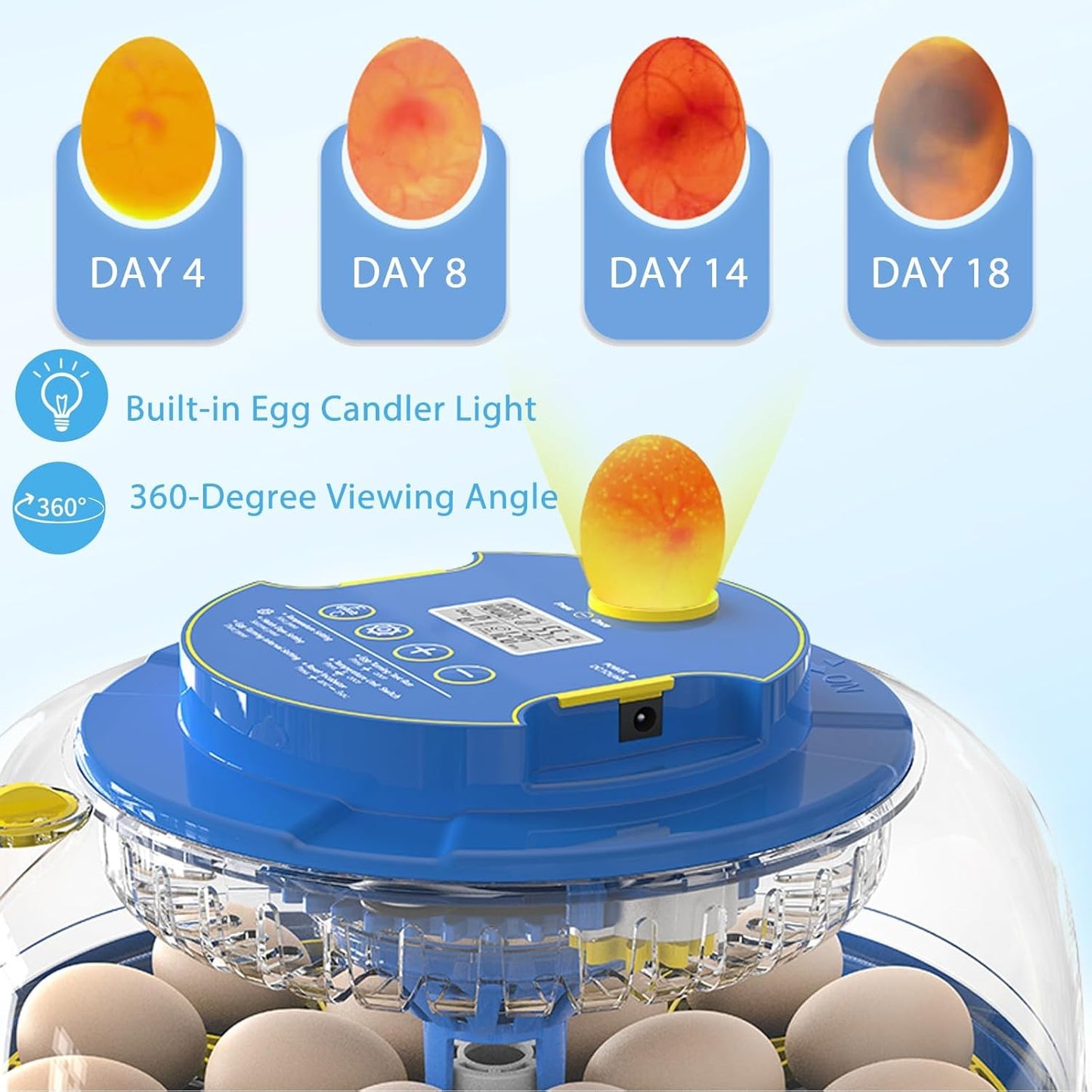 18 Eggs Incubator Hatcher Breeder Automatic Egg Hatching Chicken Duck Bird