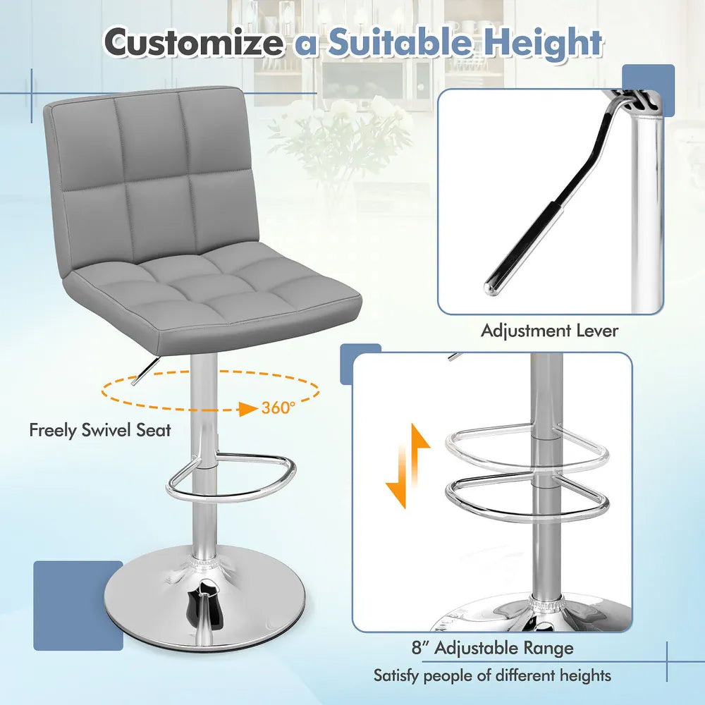 Adjustable Bar Stools Grey (Set of 2)