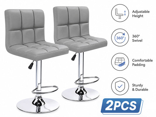 Adjustable Bar Stools Grey (Set of 2)