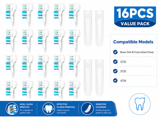 16Pcs Dual Electric Toothbrush Replacement Heads for Oral-B 3733 4732 4734