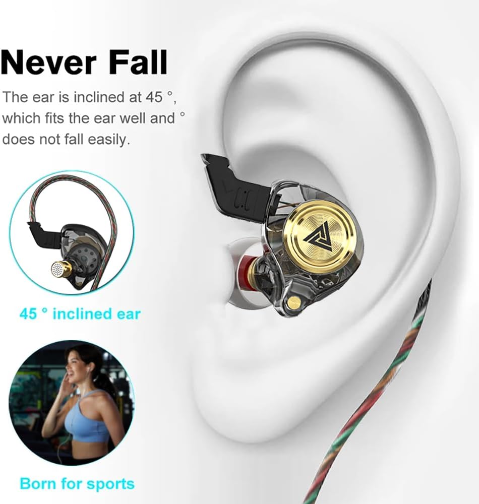 Wired Stereo Earphones In-Ear Earbuds w/On-Cable Mic For Phones Black