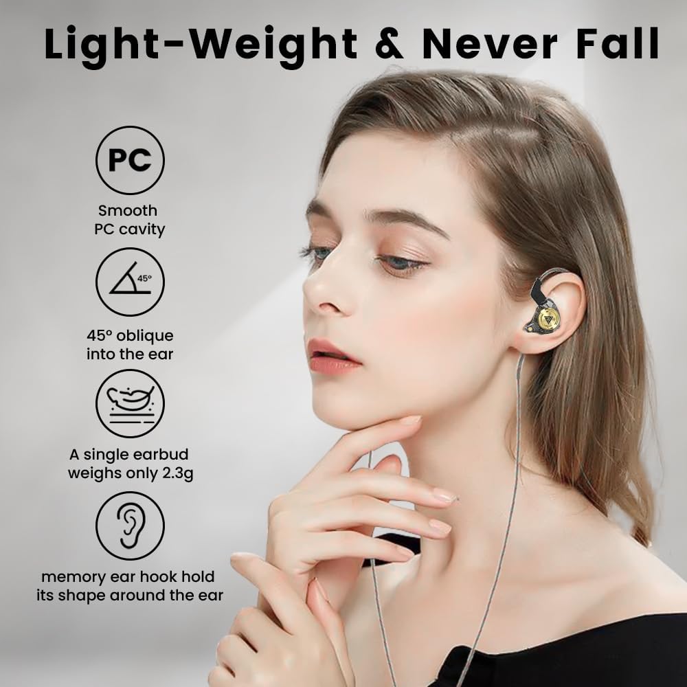 Wired Stereo Earphones In-Ear Earbuds w/On-Cable Mic For Phones Black