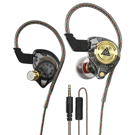 Wired Stereo Earphones In-Ear Earbuds w/On-Cable Mic For Phones Black