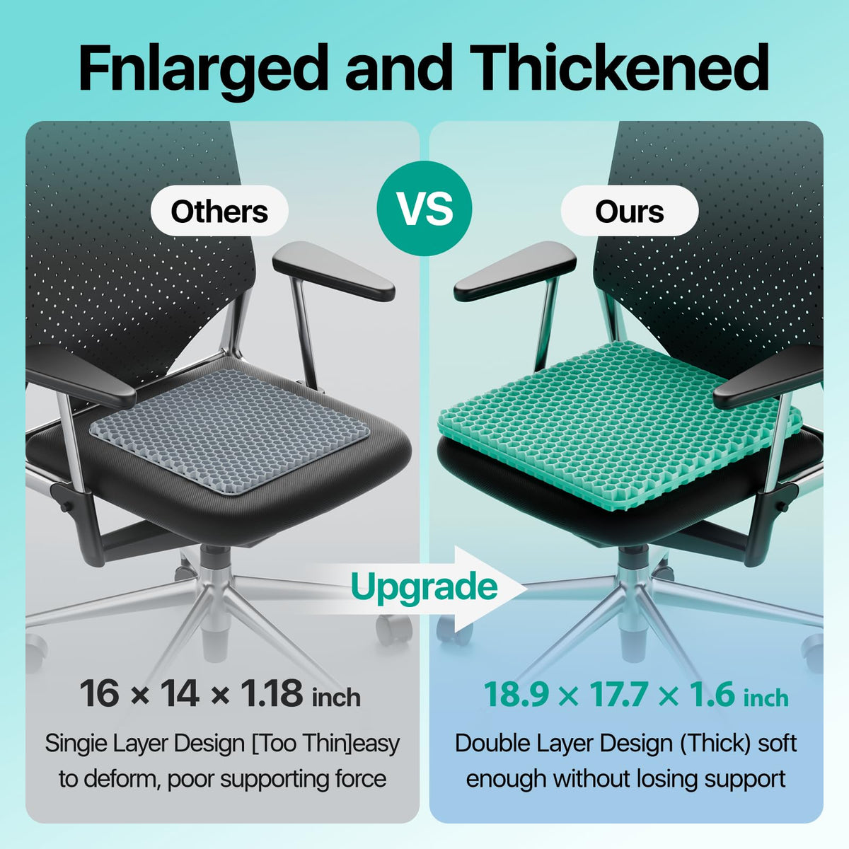 Double Layer Gel Honeycomb Seat Cushion