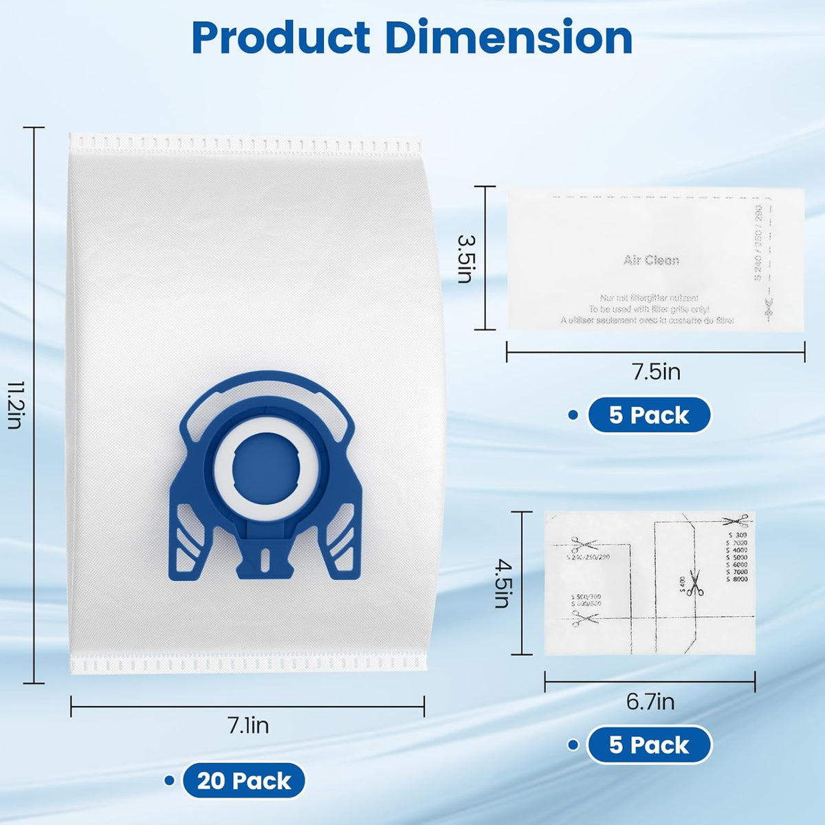 Miele GN Vacuum Cleaner Bags 20-Pack 3D AirClean with Filters