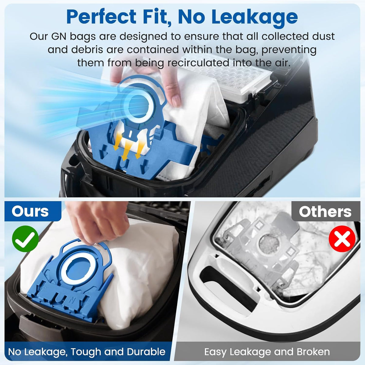 Miele GN Vacuum Cleaner Bags 20-Pack 3D AirClean with Filters