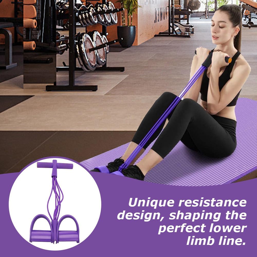 6 Tube Resistance Band Ankle Puller Foot Pedal Fitness Exercise Rope-blue