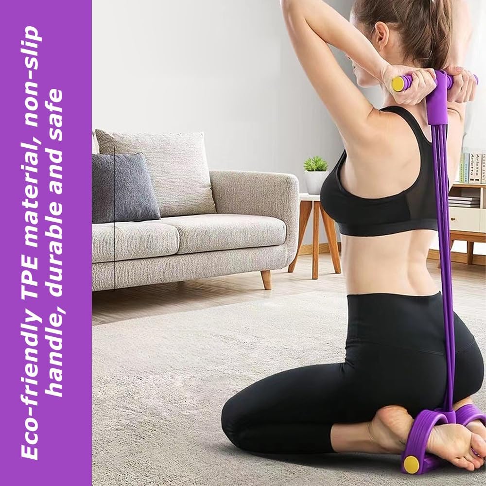 6 Tube Resistance Band Ankle Puller Foot Pedal Fitness Exercise Rope-blue