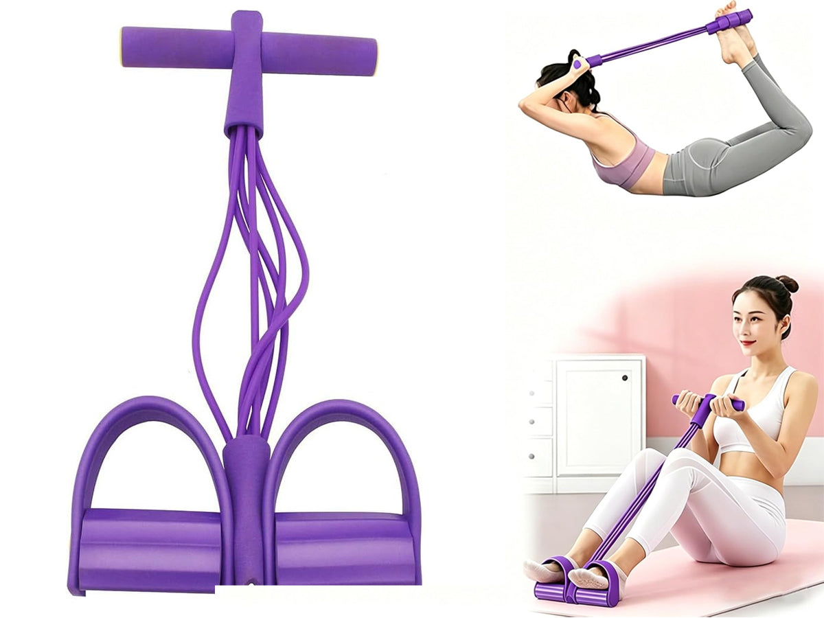 6 Tube Resistance Band Ankle Puller Foot Pedal Fitness Exercise Rope-blue