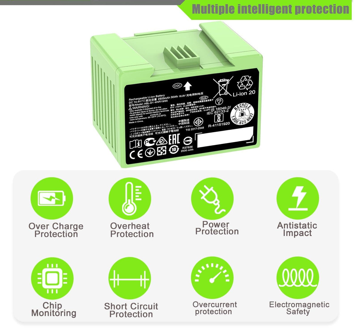 Battery for iRobot Roomba i3 i4 i7 i7+ i8 i8+ e5 e6 7150 7550 5150 e5150 e5152 e5154 e5158 e6198 i7158 i7550 i7558 i8550 ABL-D1 4624864 ABL-D2