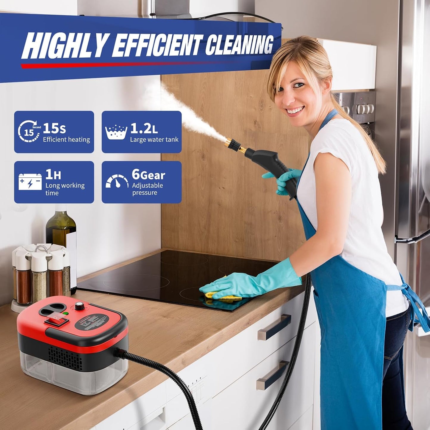 Handheld 2500W Steam Cleaner High Temperature Pressurized