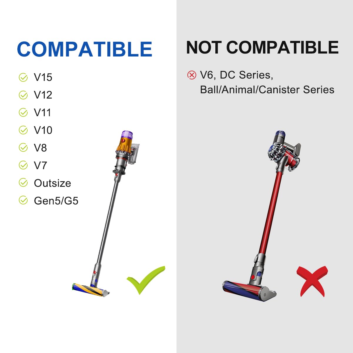 Crevice Tool for Dyson V7 V8 V9 V10 V11 V12 V15 Outsize & Gen5 detect