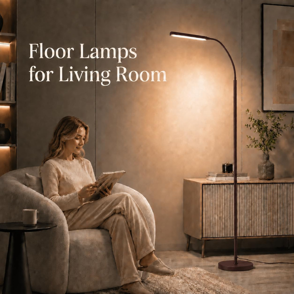 LED Floor Lamp with Remote, Touch Control, Dimmable Light & Adjustable Gooseneck