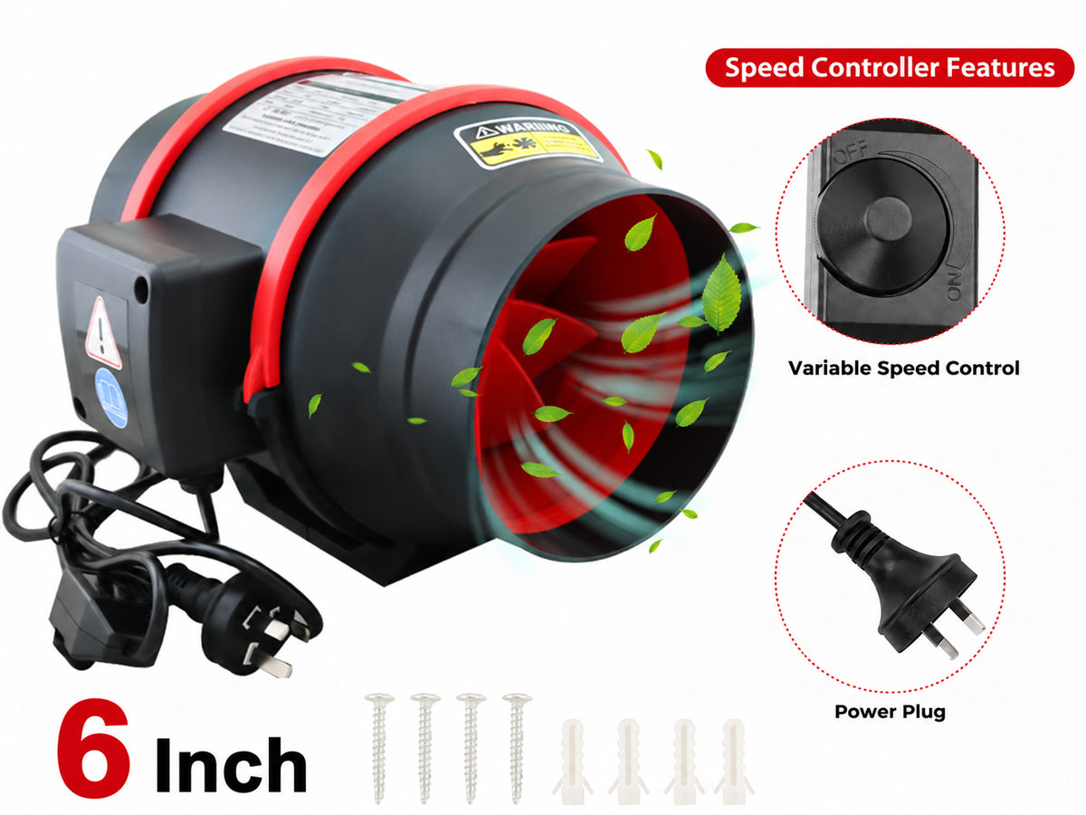 Inline Duct Fan Fan with Controller - 6 Inch