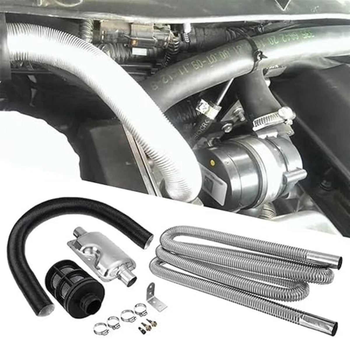 Diesel Heater Accessories – 100cm Stainless Steel Exhaust Muffler & Air Intake Kit (25mm)