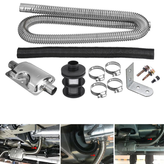 Diesel Heater Accessories – 100cm Stainless Steel Exhaust Muffler & Air Intake Kit (25mm)