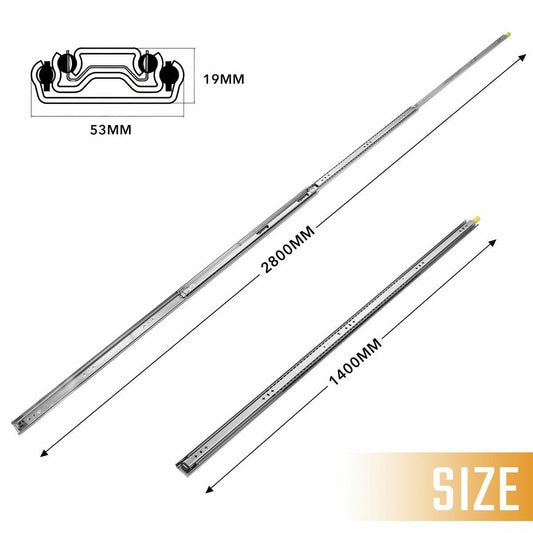 1400mm Drawer Slide Runners Locking Rails Ball Bearing Cabinet Guide Track