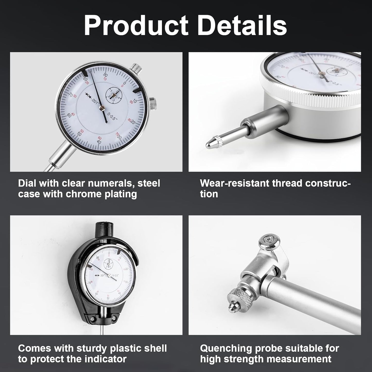 Dial Bore Gauge 50-160mm, Inner Diameter Measuring Tool with Bridge Guard