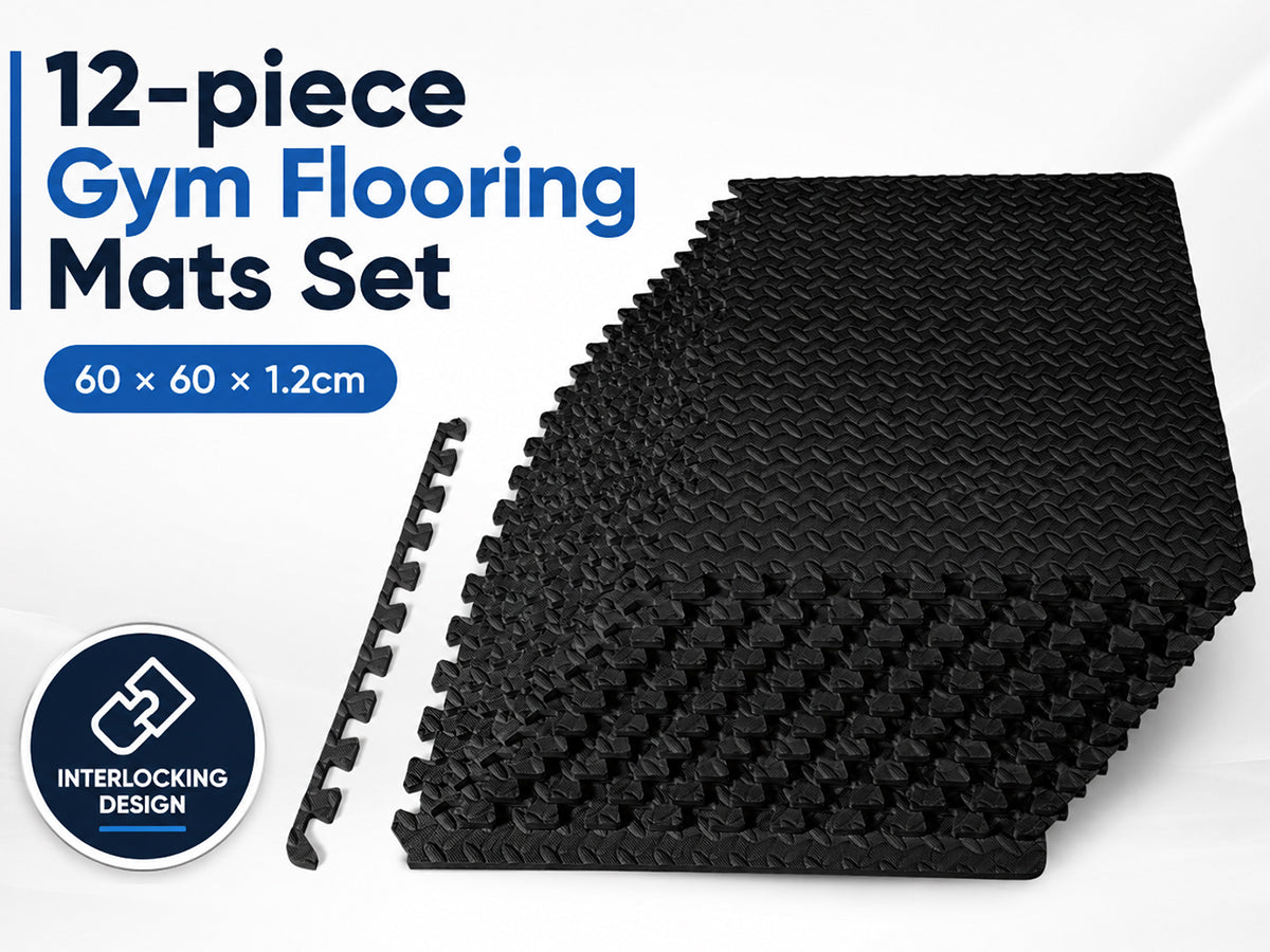 EVA Interlocking Exercise Floor Mats Gym Flooring Mats 12 PCS