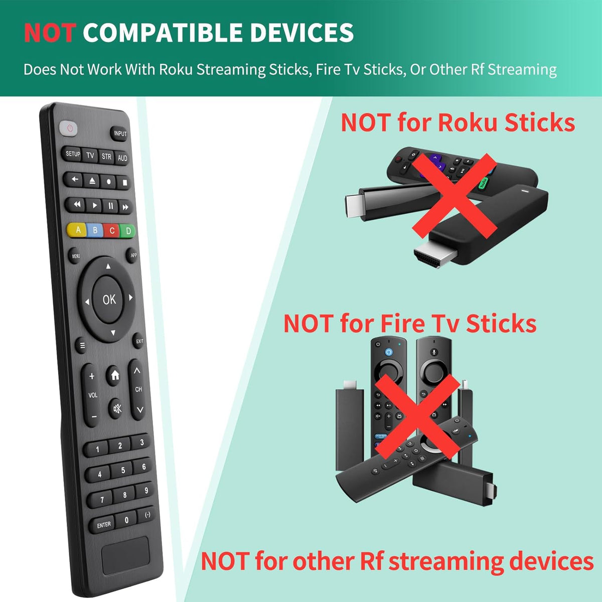 Universal TV Remote – Infrared Replacement Remote for Samsung, LG, TCL, Hisense, Sony, Vizio, Philips and Selected DVD and Blu-Ray Players