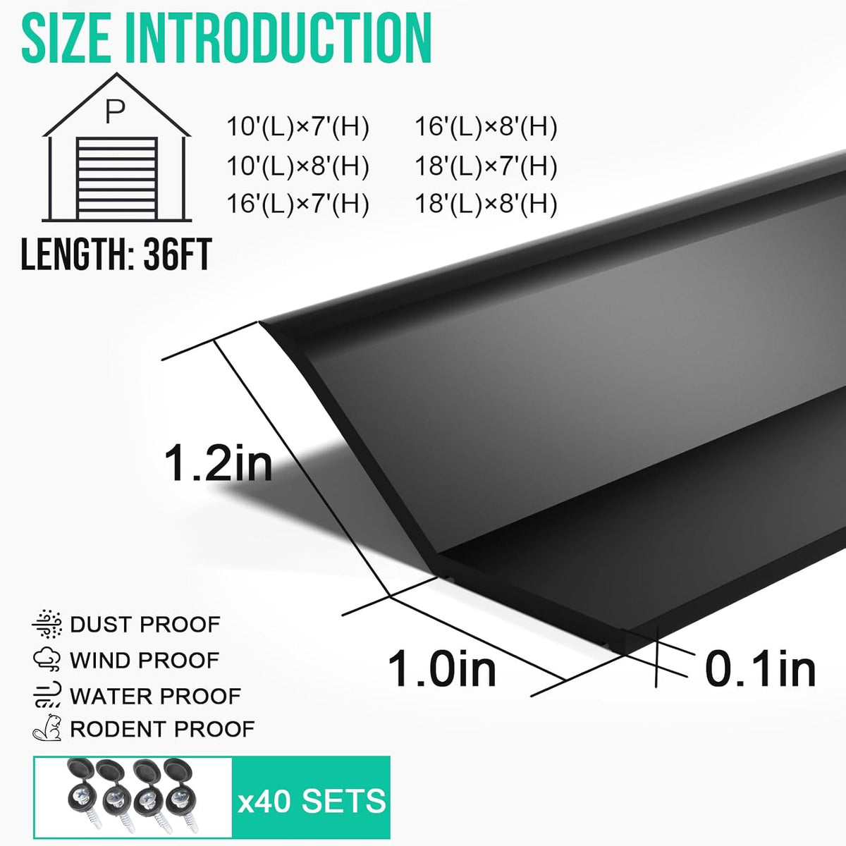 11M Garage Door Seal - Weatherproof Bottom Seal PVC Rubber Garage Door Threshold Seal