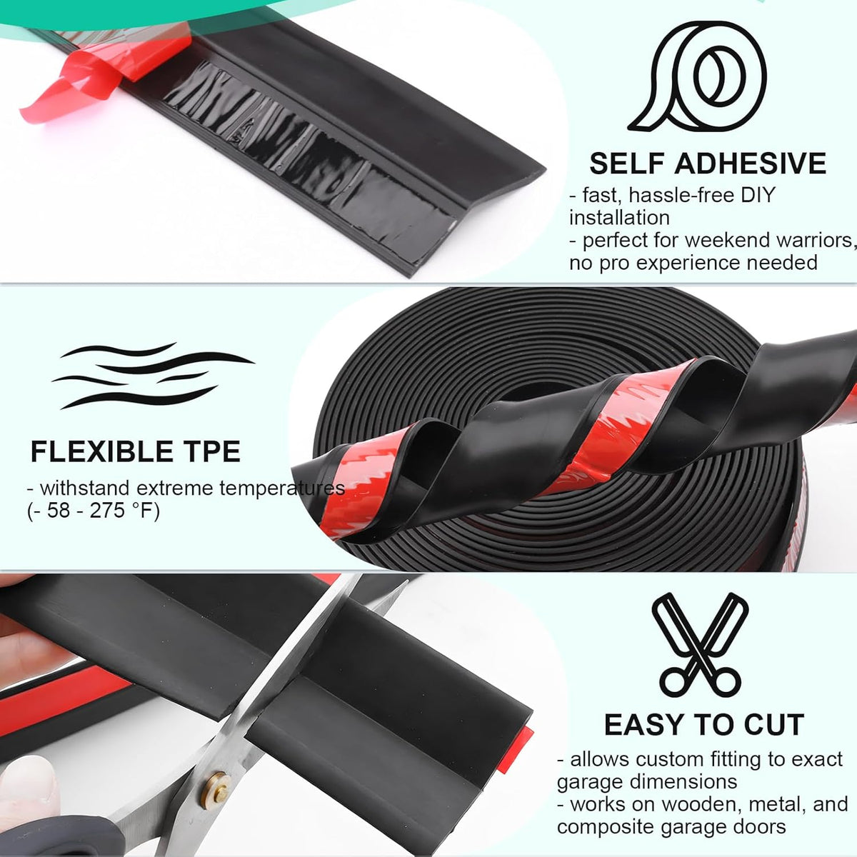 11M Garage Door Seal - Weatherproof Bottom Seal PVC Rubber Garage Door Threshold Seal