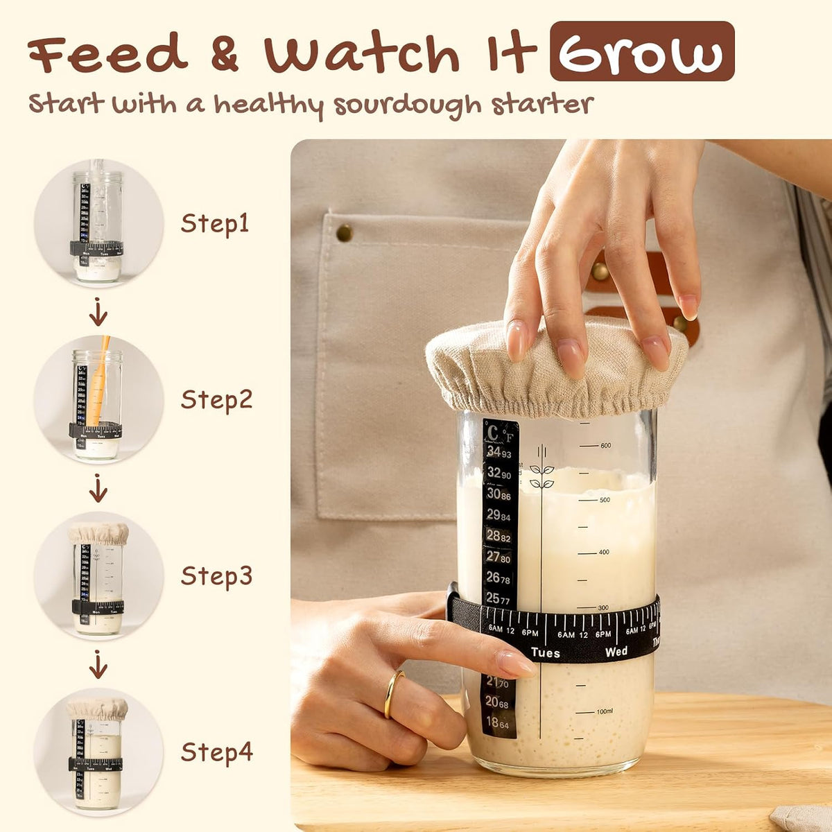 Sourdough Starter Kit with Bread Proofing Basket