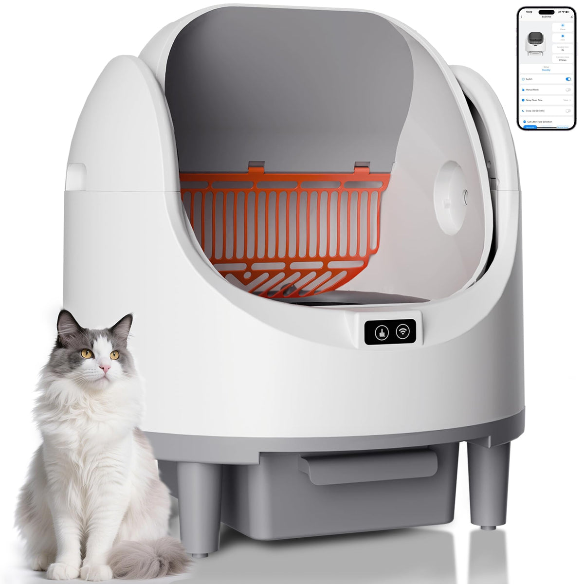 Automatic Cat Litter Box Self-Cleaning Large Smart Cat Litter Box Toilet App Control