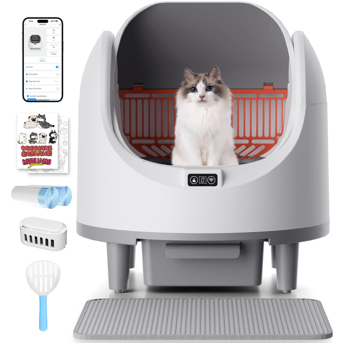 Automatic Cat Litter Box Self-Cleaning Large Smart Cat Litter Box Toilet App Control
