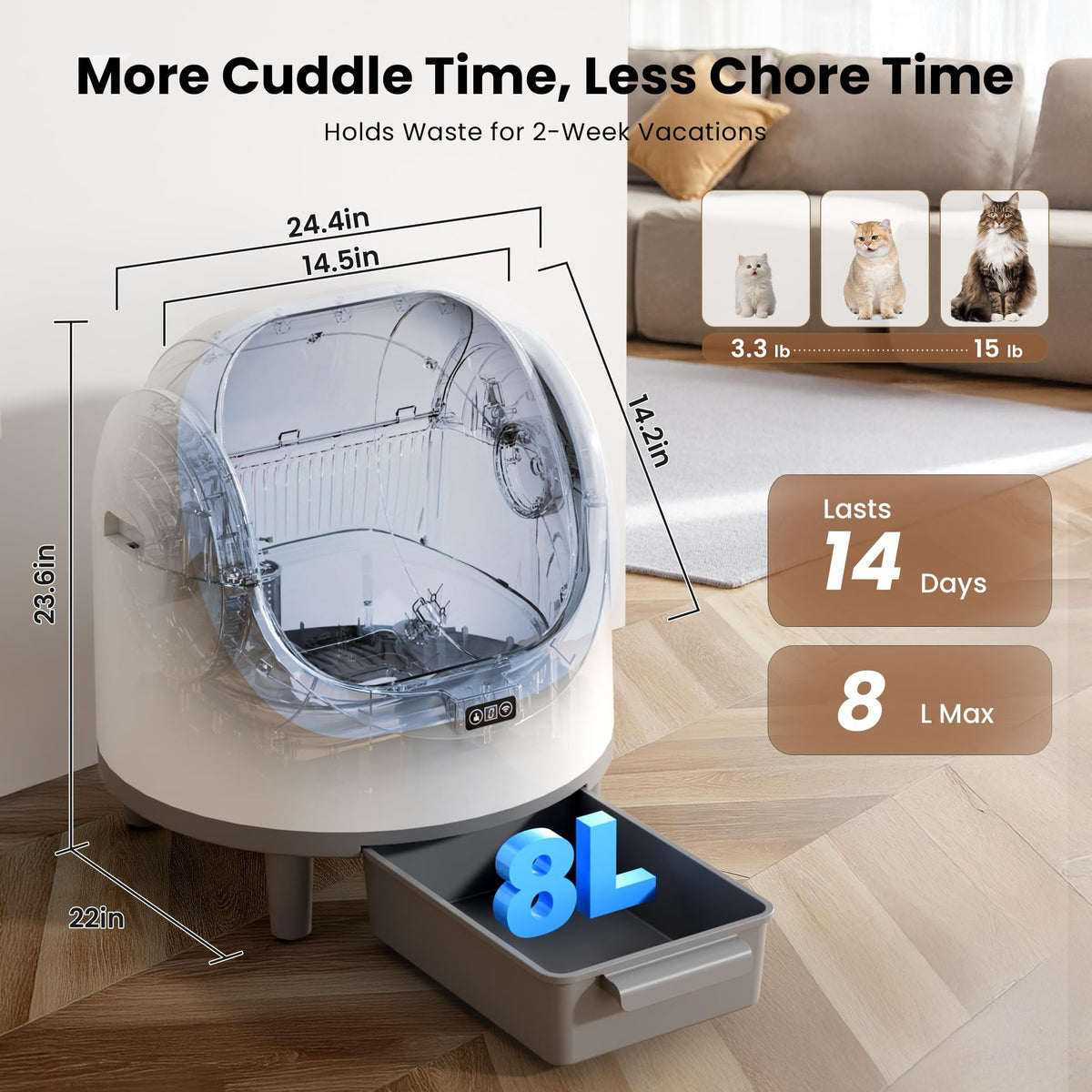 Automatic Cat Litter Box Self-Cleaning Large Smart Cat Litter Box Toilet App Control
