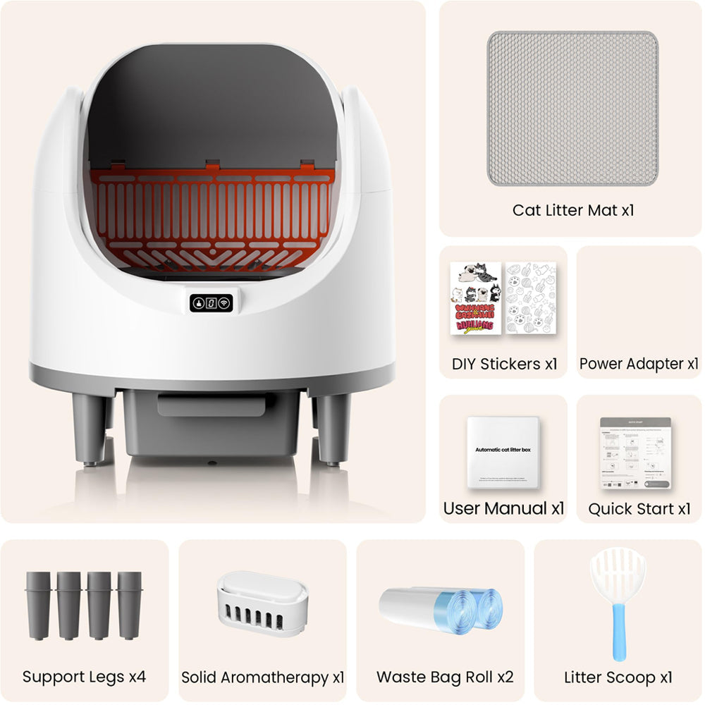 Automatic Cat Litter Box Self-Cleaning Large Smart Cat Litter Box Toilet App Control