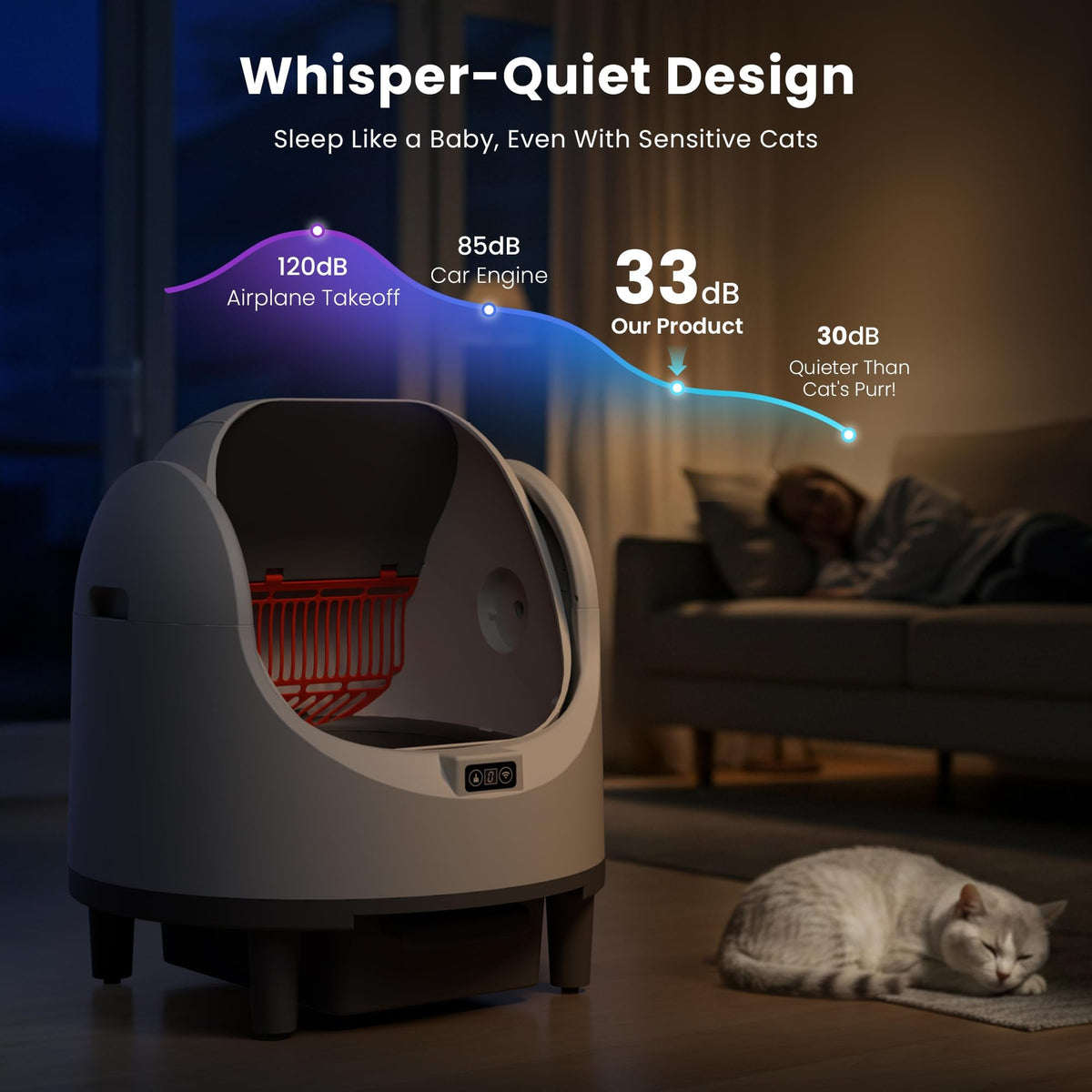 Automatic Cat Litter Box Self-Cleaning Large Smart Cat Litter Box Toilet App Control