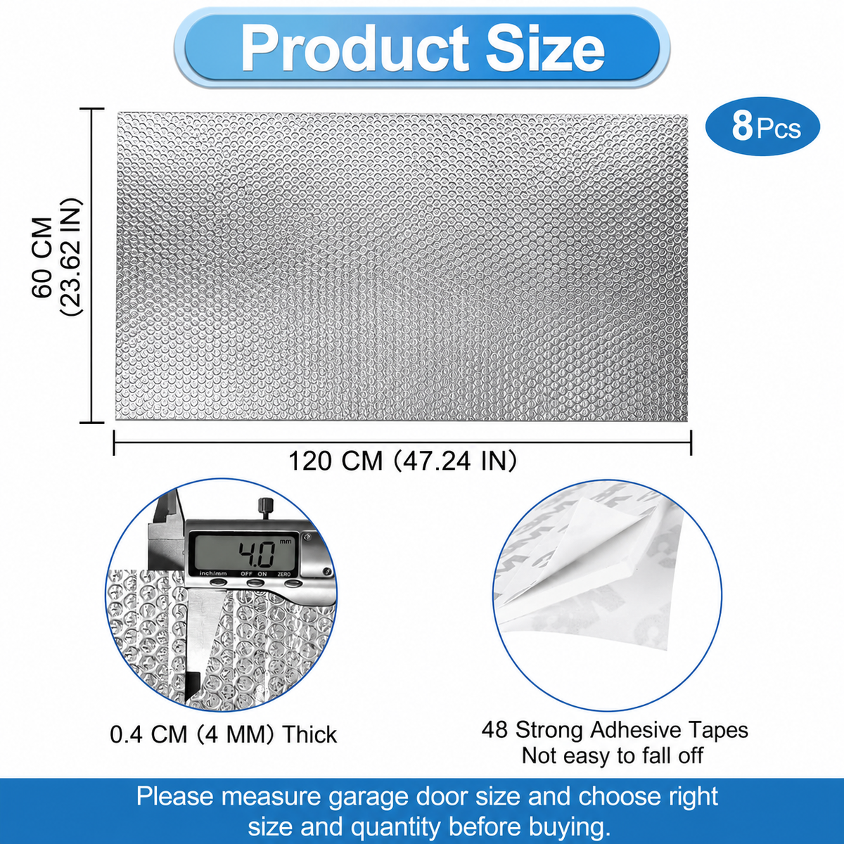 Garage Door Insulation DIY Kit –  8-Panel Reflective Insulation for Single Garage Door with Pre-Cut Panels and Adhesive Pads