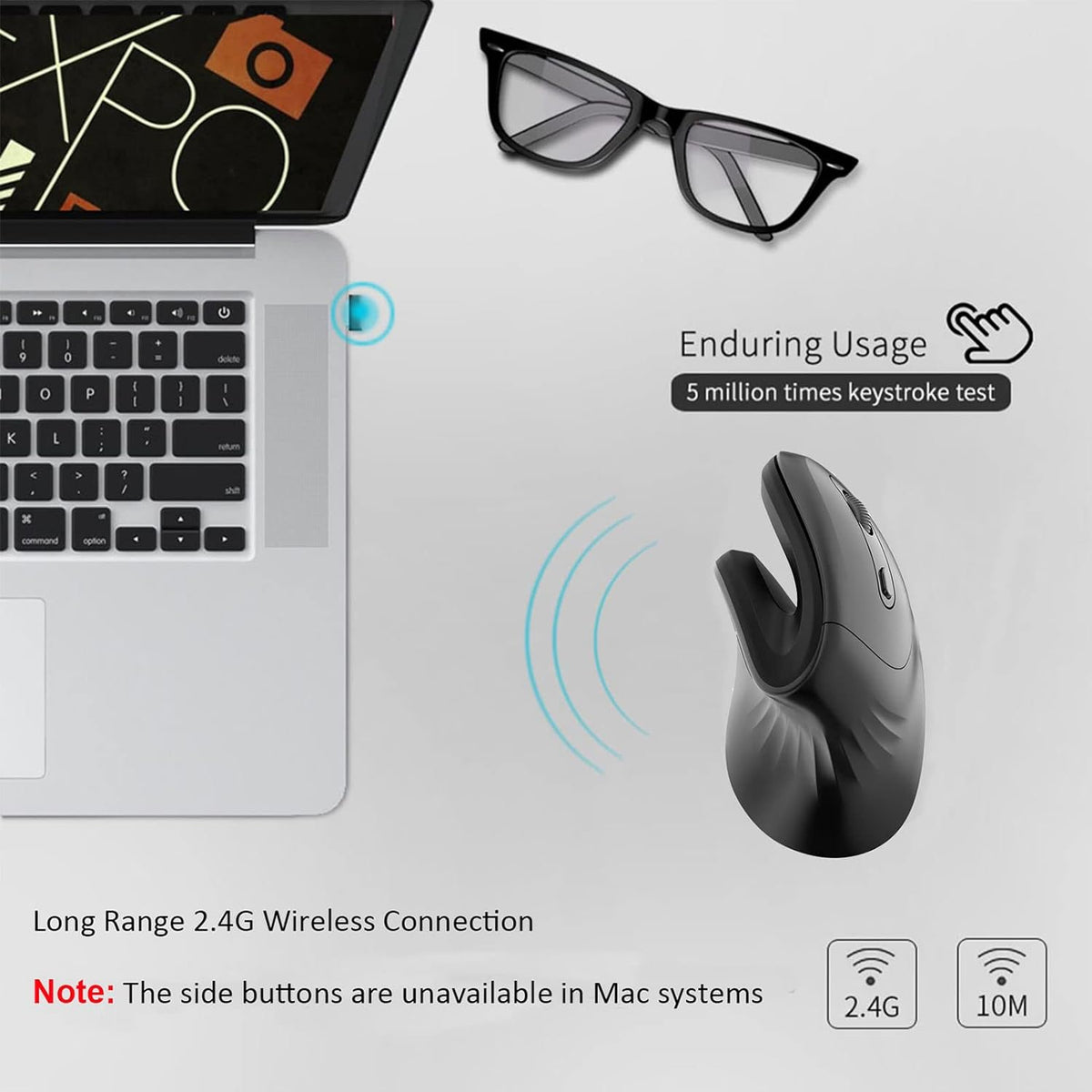 Ergonomic Vertical Mouse 2.4G RGB Wireless Optical Mouse for Computer PC