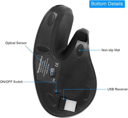 Ergonomic Vertical Mouse 2.4G RGB Wireless Optical Mouse for Computer PC