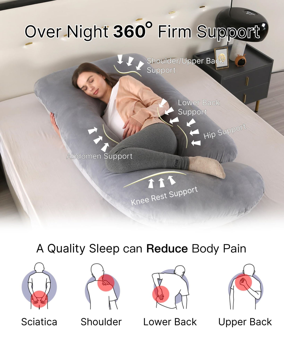 Pregnancy Pillow U-Shaped Full Length Body Support