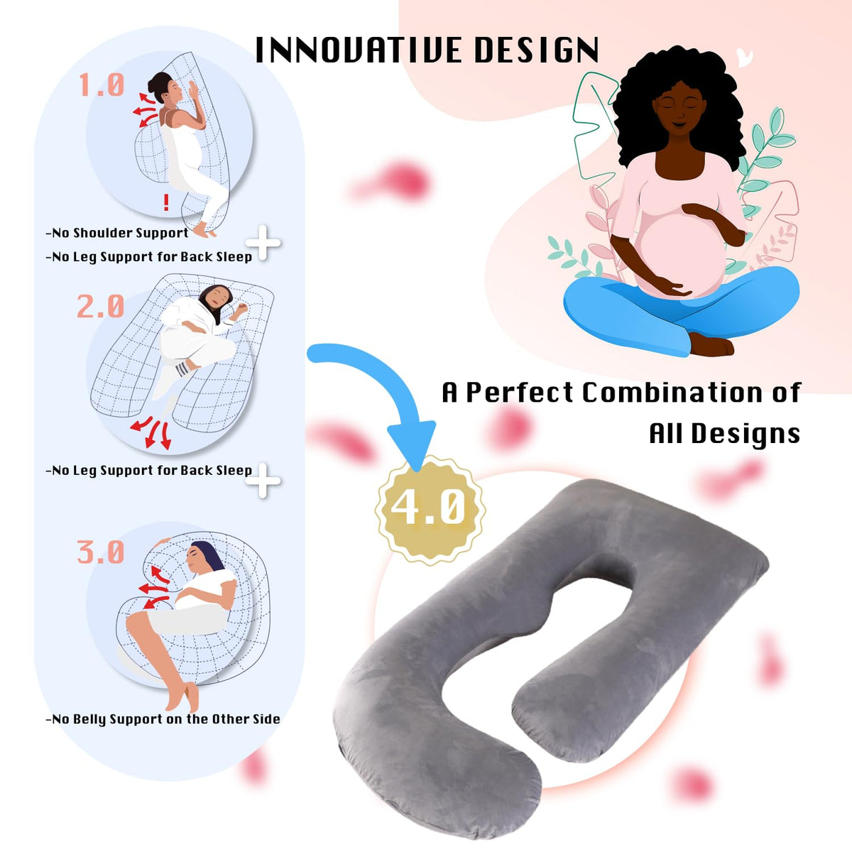 Pregnancy Pillow U-Shaped Full Length Body Support