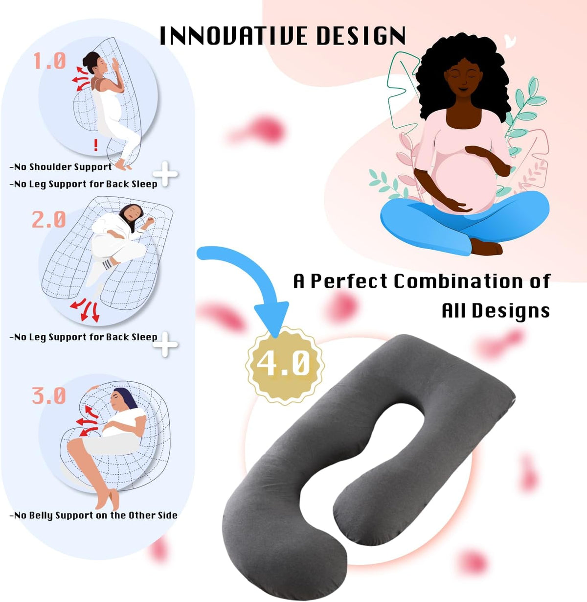 Pregnancy Pillow U-Shaped Full Length Body Support