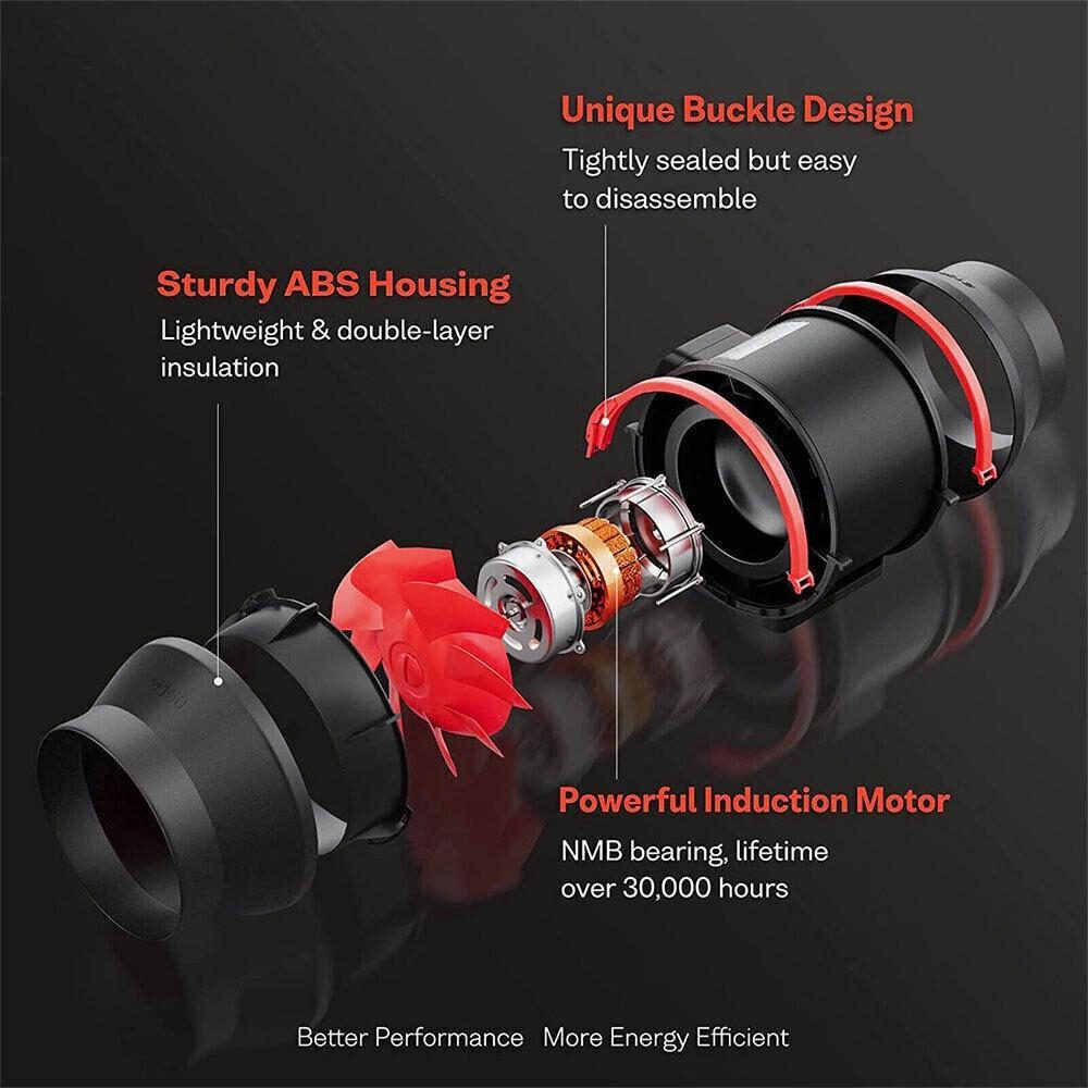 Inline Duct Fan Fan with Controller - 4 Inch