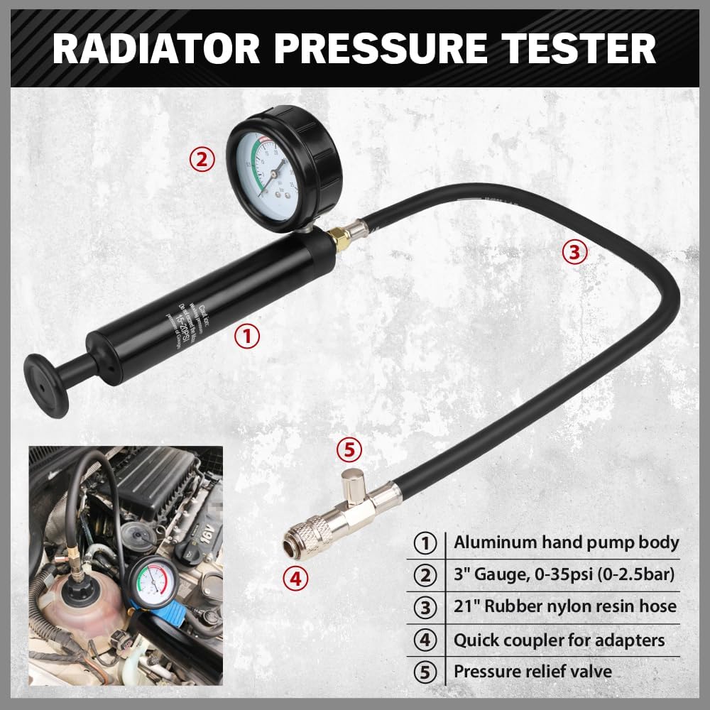 Radiator Pressure Tester Gasket Test Kit Leak Detector