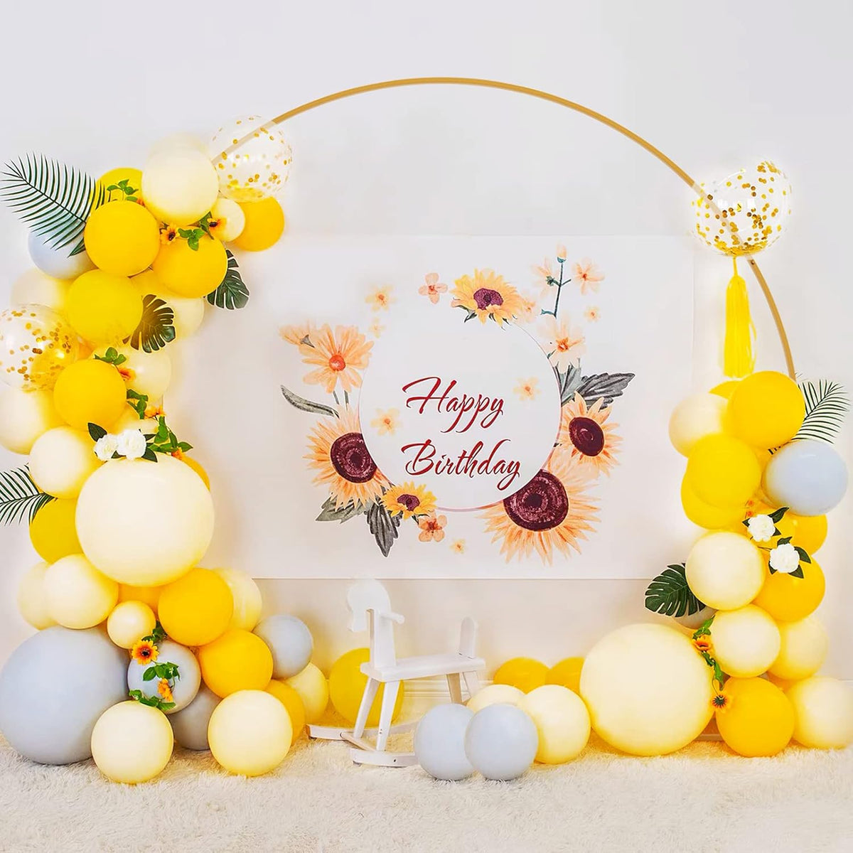 8FT Round Backdrop Stand Wedding Background Decoration Party Flower Balloon Display