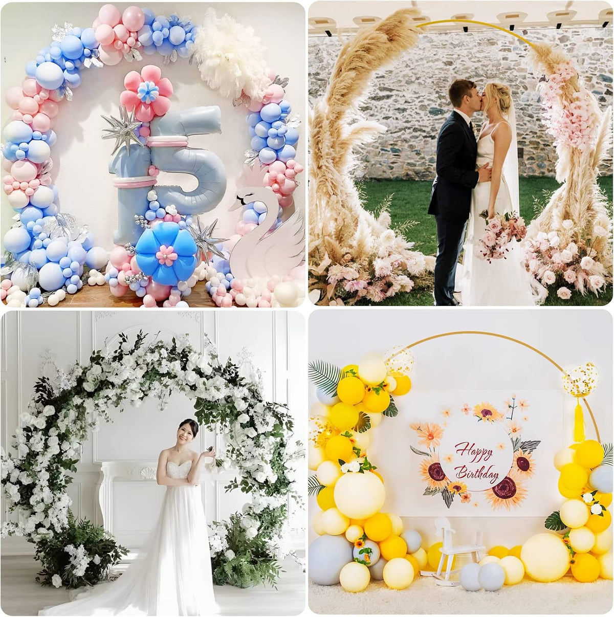 8FT Round Backdrop Stand Wedding Background Decoration Party Flower Balloon Display