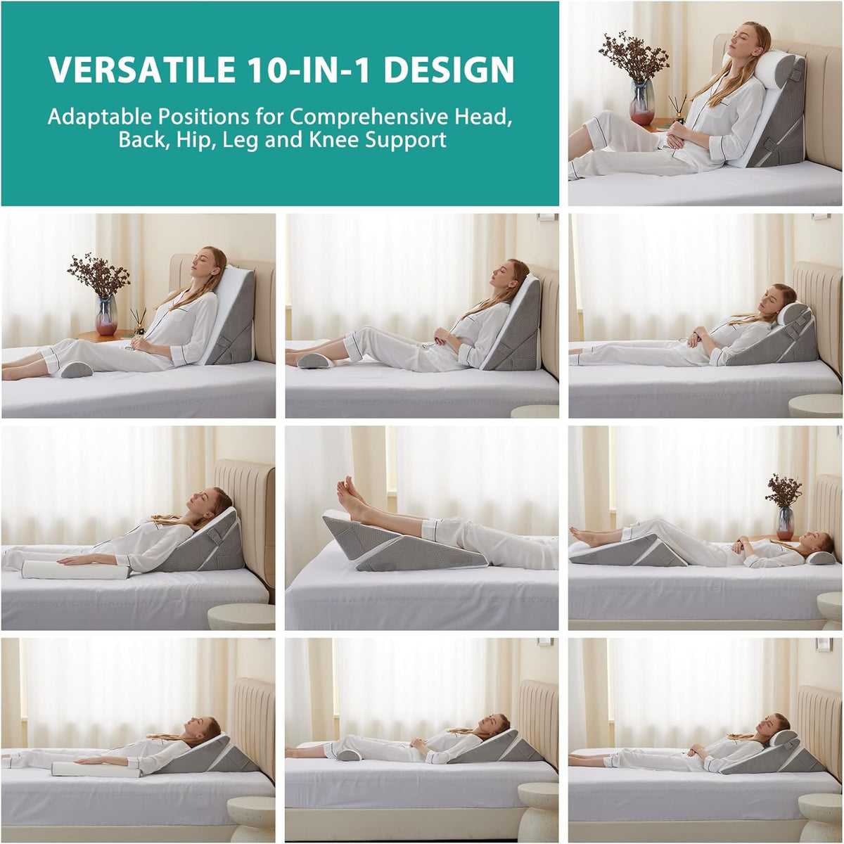 3Pcs Wedge Pillow Set for After Surgery Bed Wedge Pillow for GERD Snoring