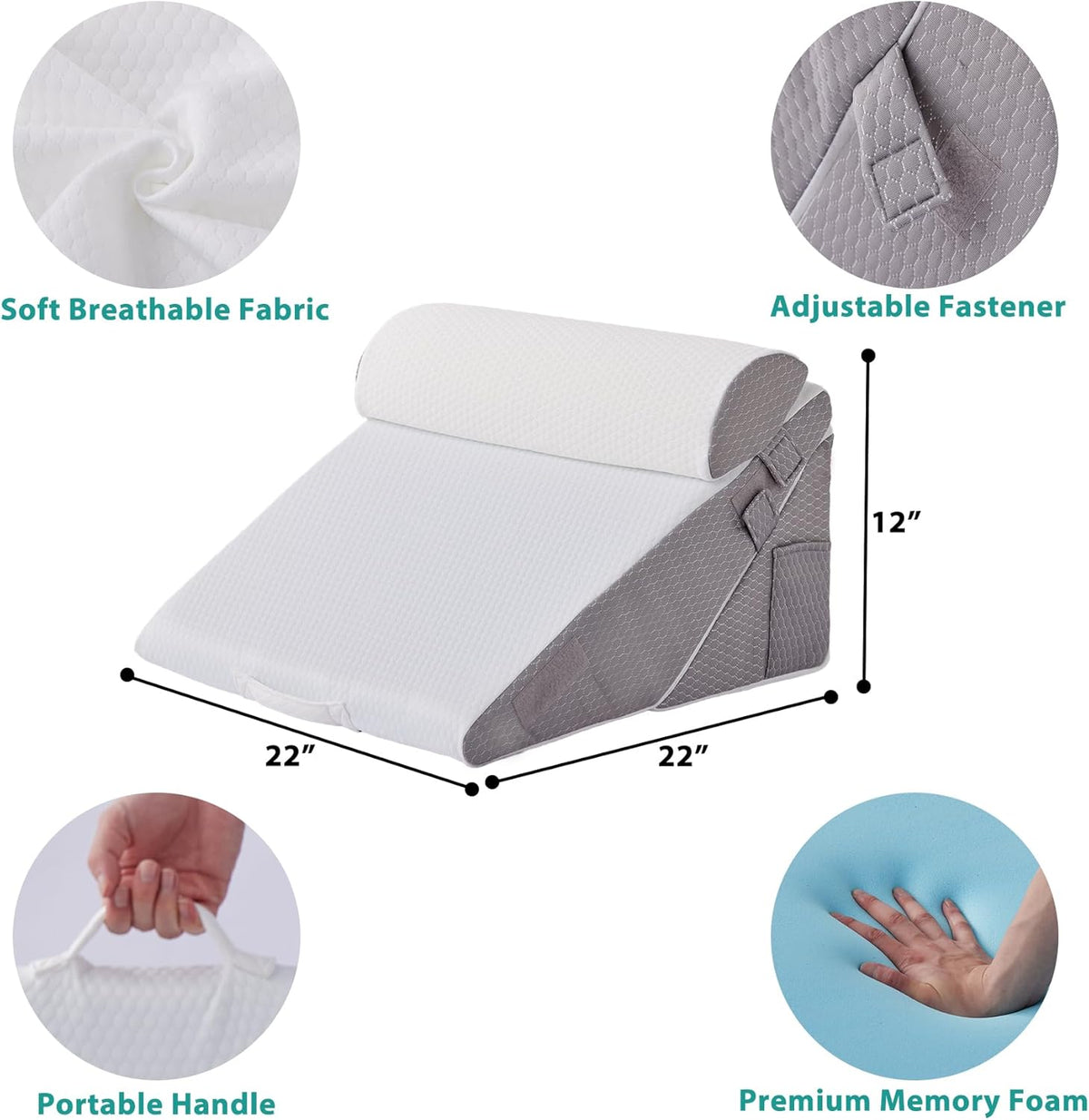 3Pcs Wedge Pillow Set for After Surgery Bed Wedge Pillow for GERD Snoring
