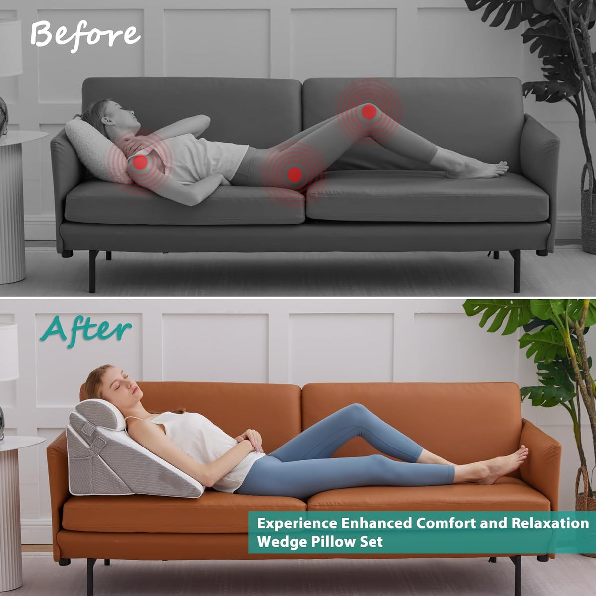 3Pcs Wedge Pillow Set for After Surgery Bed Wedge Pillow for GERD Snoring